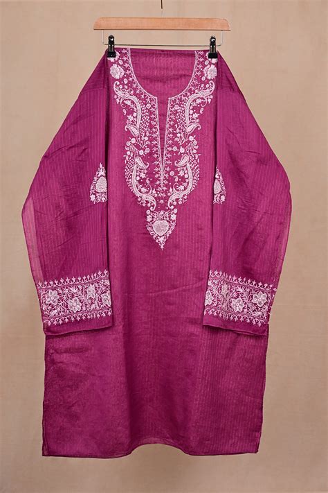 Grape Purple Chanderi Chikankari Co-ord Set | Kalatantu