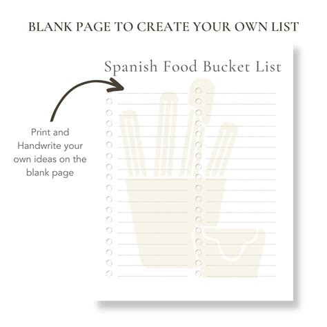 Printable Spanish Food Bucket List (Blank Template Included!) – buck & co.