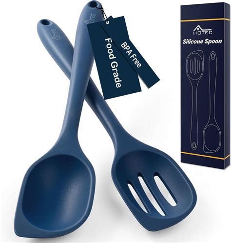 Amazon.com: Silicone Spoon, Nonstick Kitchen Silicone Slotted Solid ...