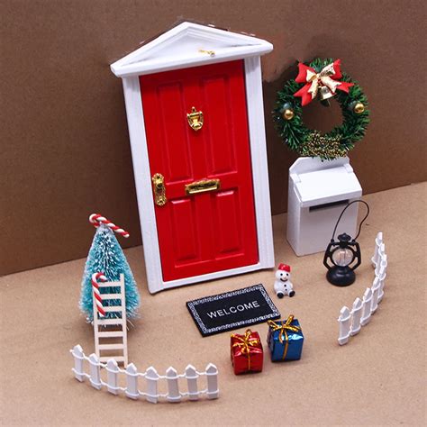 Christmas Miniature Dollhouse Accessories Red Elf Girl Fairy Doors ...