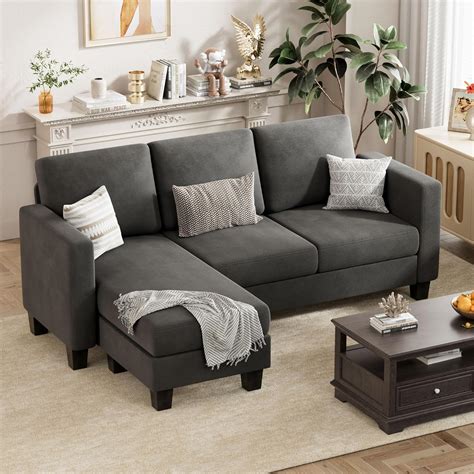 Amazon.com: VICTONE Convertible Sectional Sofa Couch, 3 Seat L-Shaped ...