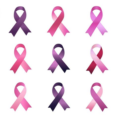 Minimalist cancer awareness ribbon icons in purple and pink colors ...