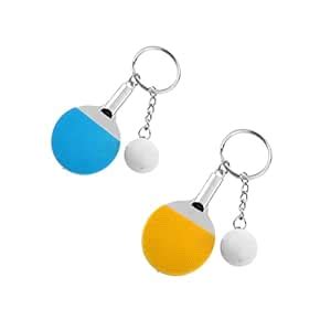 ECOMISTIQ® 2xCreative Table Tennis Ping-Pong Racket & Ball Pendant Key ...