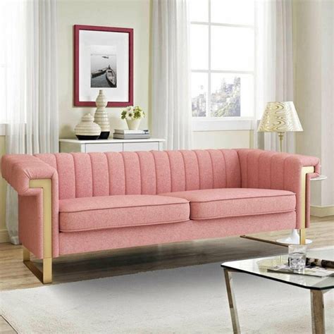 Unbranded 84 Channel Tufted Modern Tuxedo Sofa Blush India | Ubuy