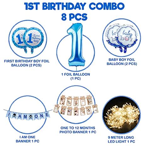 Buy Party Propz 1st Birthday Decoration Items - 8 Pcs, 12 Months Photo ...