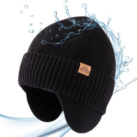 TOP-EX XL/XXL 80% Merino Wool Waterproof Beanie for Men Women with Ear ...