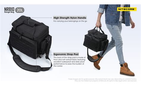 Nitecore NRB10 20lts Tactical Range Bag, Shoulder Bag with Modular ...