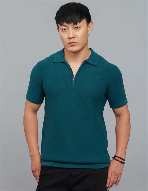 Legion Blue Polo Neck Half Sleeves Flatknit Half Zipper Front – ROOKIES