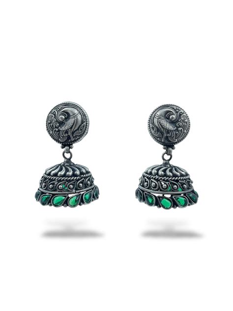 Peacock Timeless Jhumka Earrings - Silvershapes