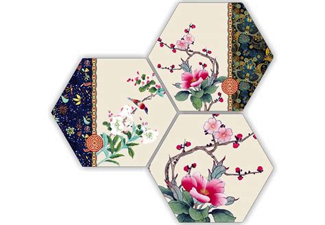 SAF paintings Beautiful Abstract 3 Piece of Hexagon UV Textured Multi ...