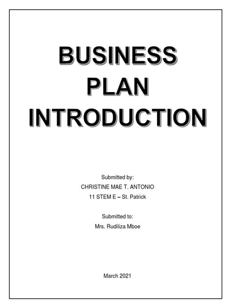 Business Plan Introduction Example 的图像结果