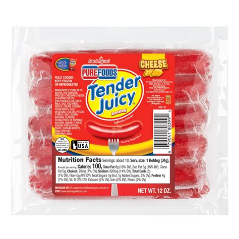 Get Purefoods Tender Juicy Hotdog with Cheese 12 oz Delivered | Weee ...