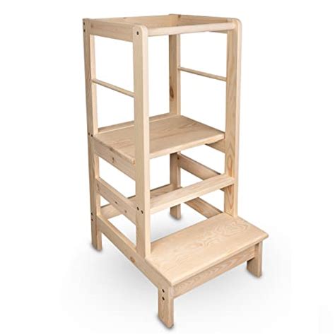 Scala Torre Di Apprendimento AIYAPLAY Per Bambini +3 Anni - Sgabello 2 Gradini In Legno, Sicuro, Rosa