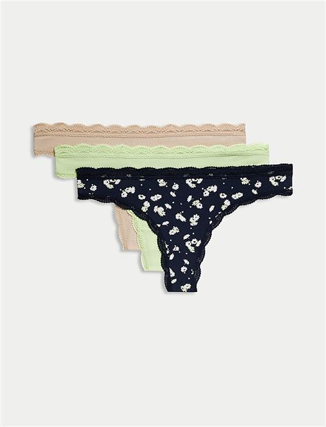 Buy 3pk Cotton Rich Thongs at Marks & Spencer