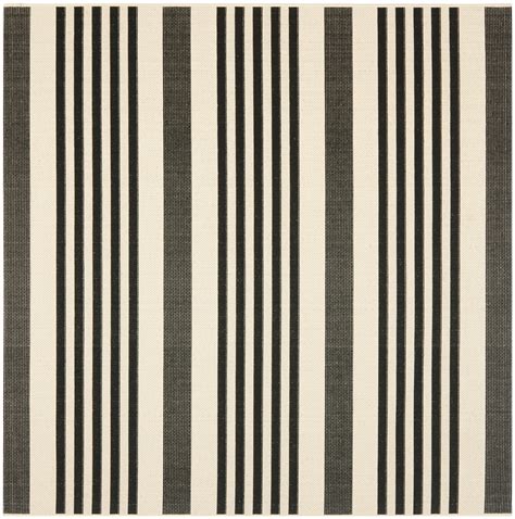 SAFAVIEH Courtyard Caroline Striped Indoor/Outdoor Area Rug, Black/Bone ...