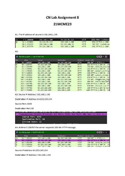 Computer Networks Lab Assignment 8 - A2. The source IP Address and ...