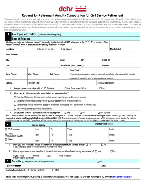 Fillable Online dchr dc CSRS Retirement Computation Form Fax Email ...