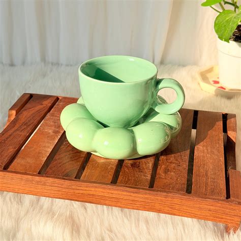 Mint Bloom Cup & Saucer Set – CERAMICS AND HOME