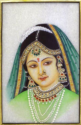 Exotic India Introspective Lady - Miniature Painting On Marble : Amazon ...