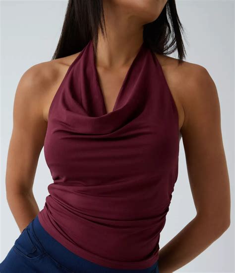 Women’s Halter Cowl Neck Ruched Casual Tank Top - Halara | Casual tank ...