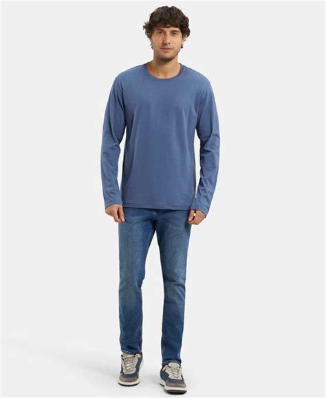 Buy Super Combed Cotton Rich Solid Round Neck Full Sleeve T-Shirt ...