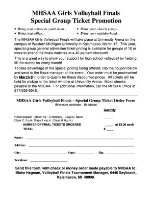 Fillable Online Ticket Order Form - Michigan High School Athletic ...