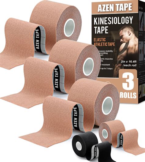 Amazon.com: AZEN 3 Rolls Kinesiology Tape, 16.4 ft Waterproof Kinetic ...