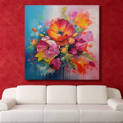 Elevate Ambiance with Floral Abstract Canvas Painting Framed – Paper ...