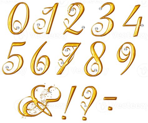 Golden diamond numbers and symbols 28671952 PNG