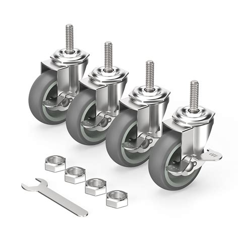 HOLKIE Heavy Duty 3 inch Side Locking Stem Caster Wheels with Brakes ...