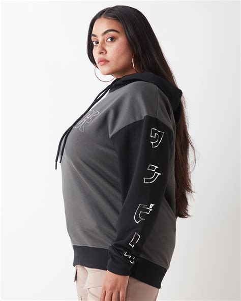 Buy Women's Grey & Black Graphic Printed Oversized Plus Size Hoodies ...