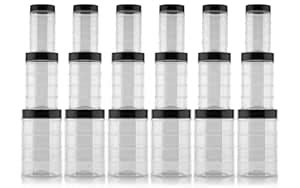 Buy roundplastic Storage Containers with Black Lids, Clear Food Grade ...