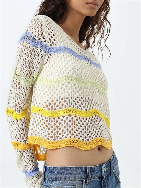 Buy Nuon Off-White Knitted Top from Westside