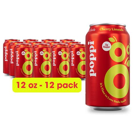 Poppi Cherry Limeade Prebiotic Soda, 12 oz, 12 Pack Cans - Walmart ...
