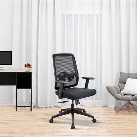 Featherlite Versa MB Ergonomic Office Chair with Arm (Black, Fabric ...