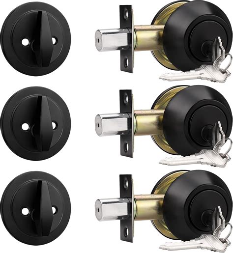 Probrico 3 Pack Black Single Cylinder Deadbolt Lock Set, One Sided ...