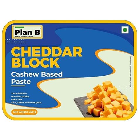 Plan B Plant-Based Cheddar Cheese Block 250g – Vegan, Dairy-Free ...