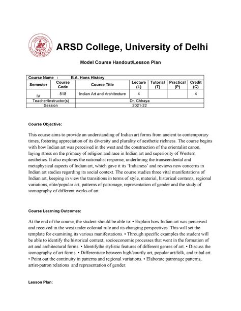 Indian Art and Architecture Chhaya - ARSD College, University of Delhi ...