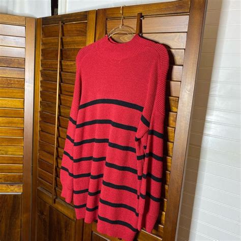 Calvin Klein Red Stripe Sweater, Size Large,... - Depop