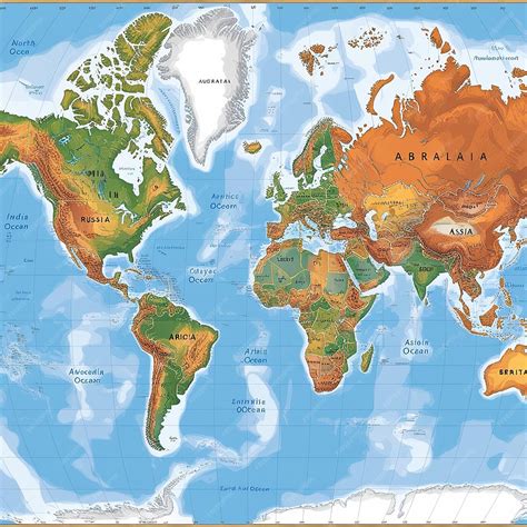 Detailed Physical World Map 的图像结果