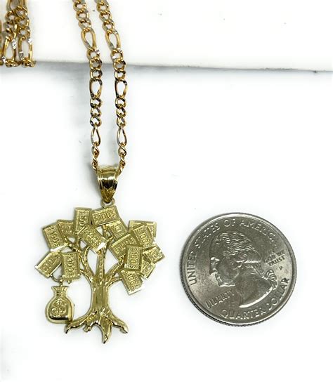 10k Solid Gold Money TREE Dollars Pendant Necklace – Fran & Co. Jewelry ...
