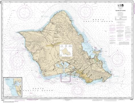 NOAA Chart 19357. Nautical Chart of the Island of Oahu with Barbers ...