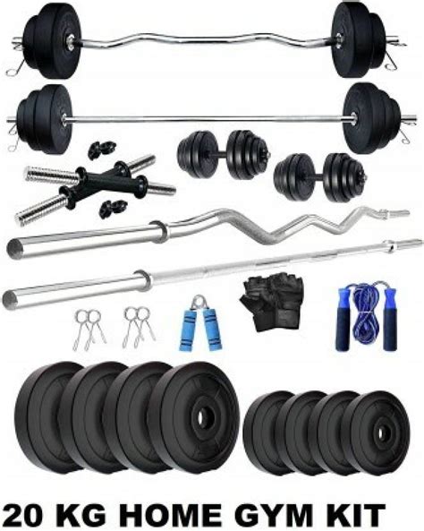 L'AVENIR 20 KG GYM KIT WITH 3FT CURL ROD AND 3 FT STRAIGHT ROD AND ...
