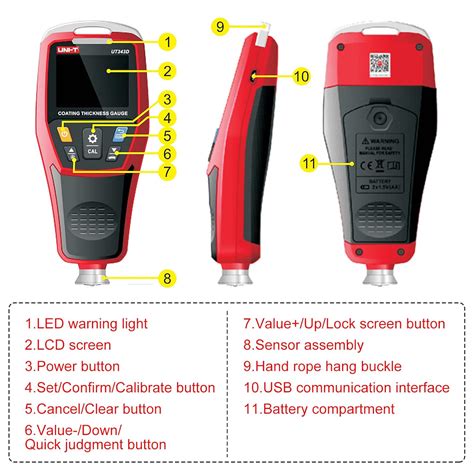 Buy UT343D Coating Thickness Gauge 0.1 Micron/0-1250um Automobile Paint ...