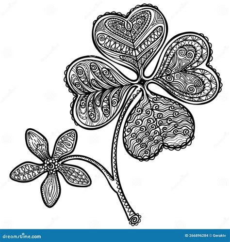 Clover Leaves Abstract Decoration. Vector Four Leaf Clovers Black White ...