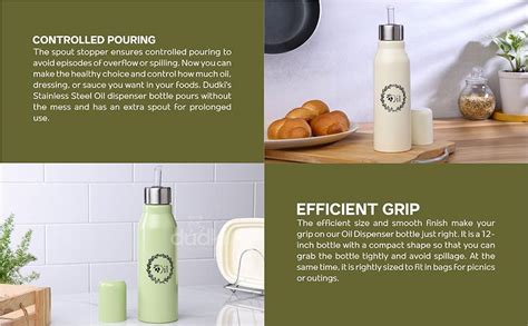 dudki Stainless Steel Oil Dispenser 500 ML Bottle Leakproof | Oil ...