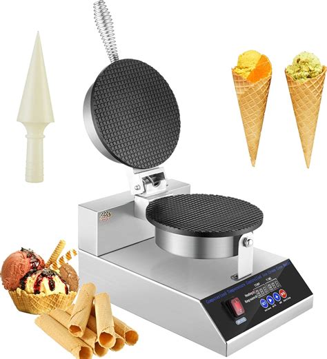 Buy QEERBSIN Digital Ice Cream Cone Machine 1200W Commercial Waffle ...