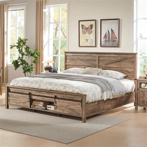 Rustic King Bed Frame With Storage