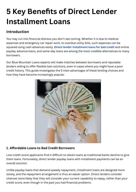 PPT - 5 Key Benefits of Direct Lender Installment Loans PowerPoint ...