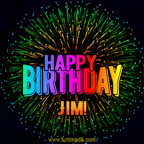 Happy Birthday Jim Vibrant Celebration GIF - Download on Funimada.com